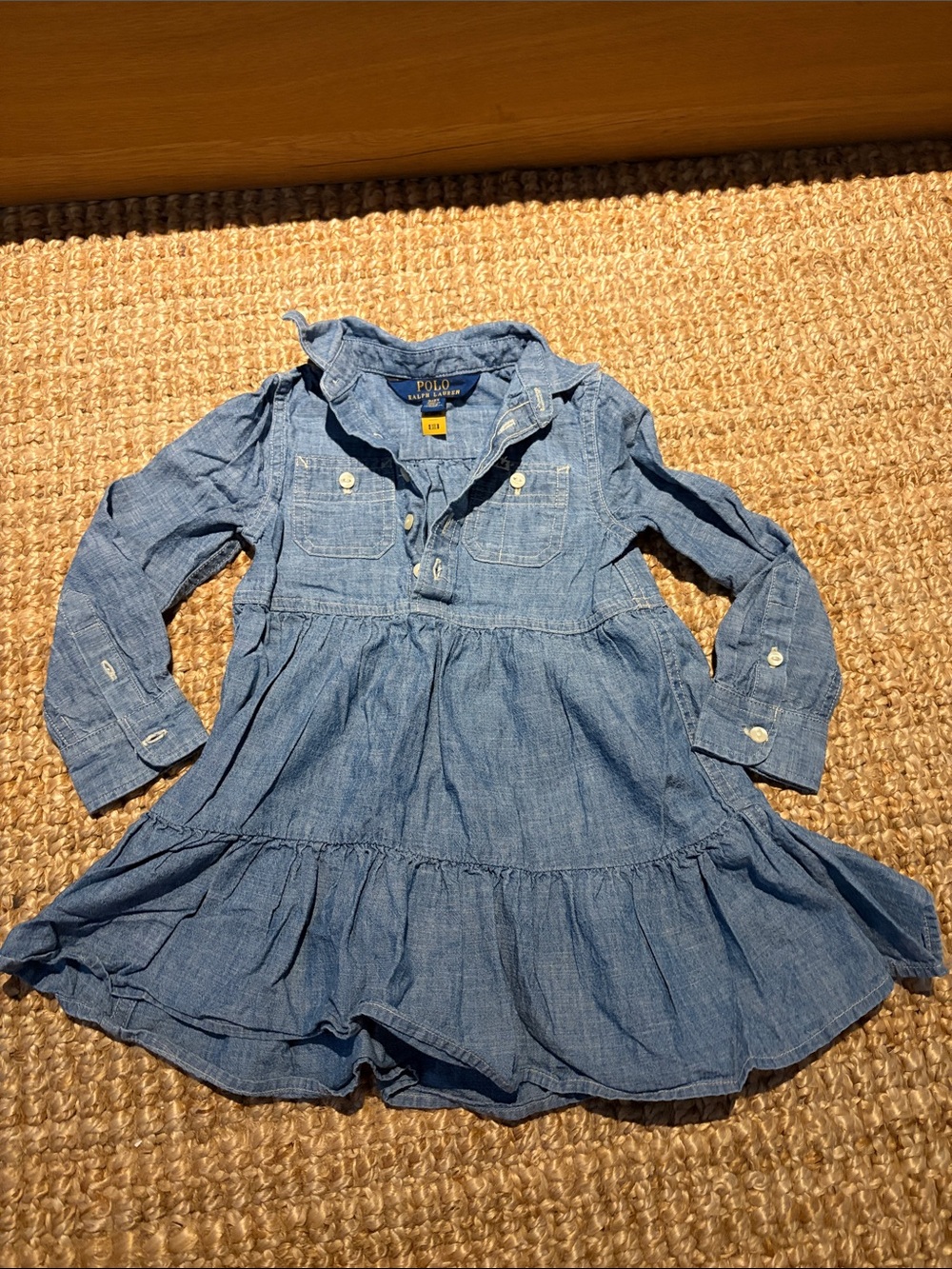 Polo by Ralph Lauren Blue Chambray Tiered Shirt Dress